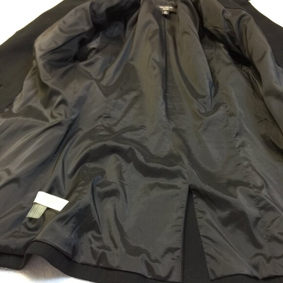 Vtg Ann Taylor Jacket Blazer 8P Womans Black Wool Double Breasted Ruffle Collar - Picture 10 of 15